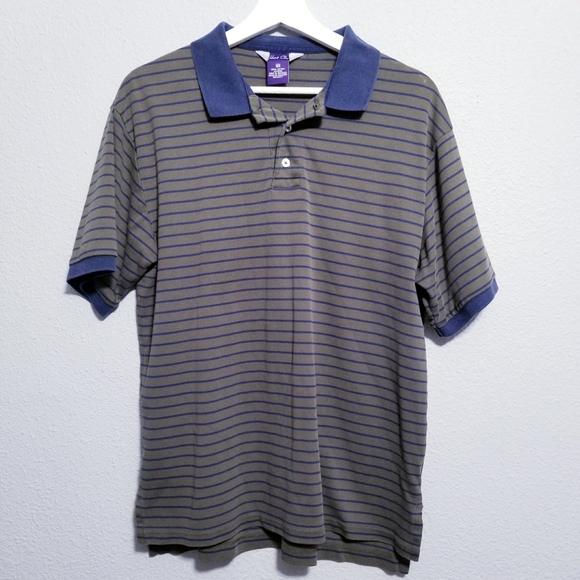 Vintage retro HUNT CLUB polo style stripe shirt MEDIUM - Picture 1 of 6
